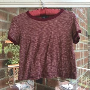 Cute burgundy striped crop top